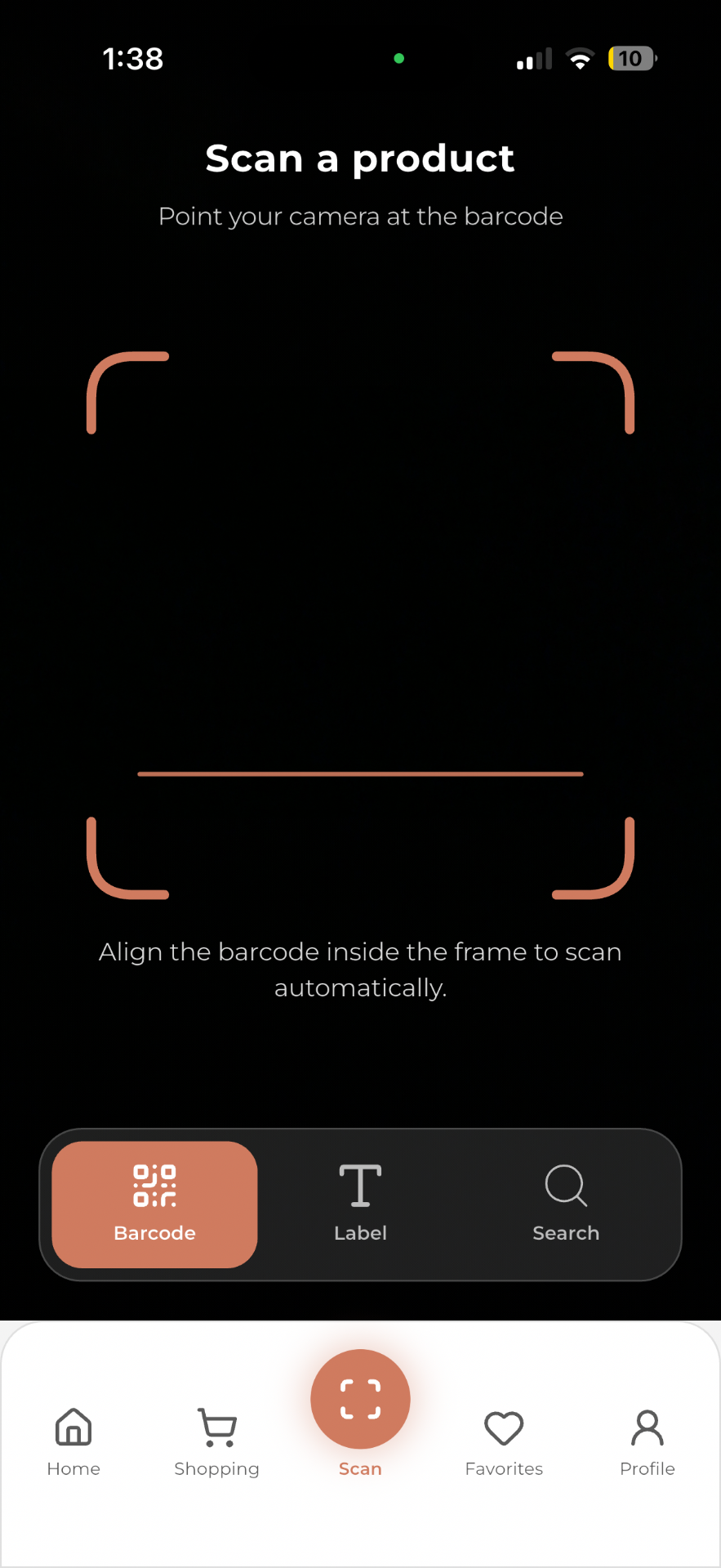 Foodsage Scan any label screen