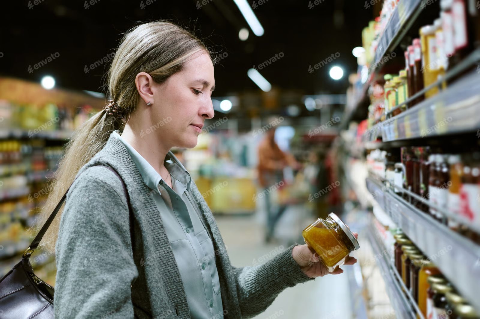 A person reading an ingredient label to check for food allergy and intolerance triggers