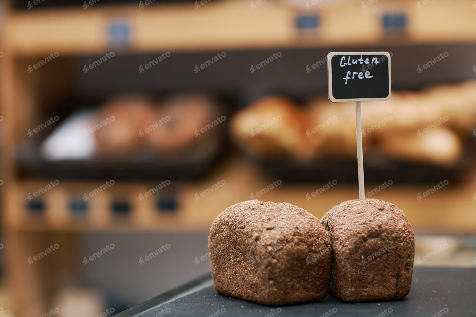 Gluten-free bread on a supermarket shelf